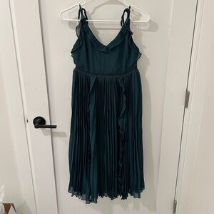 Beautiful blue-green midi dress with tie straps